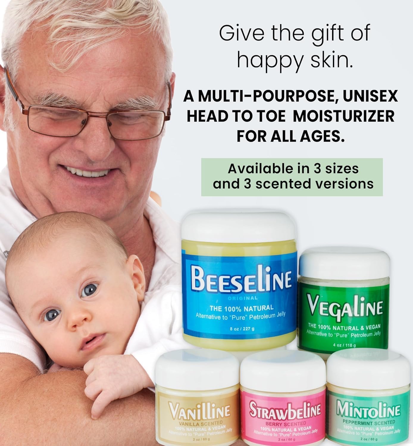 Beesaluxe Beesaline Original Unpetroleum – 100% Natural & Hypoallergenic Alternative to Petroleum Jelly – 4 oz Glass Jar