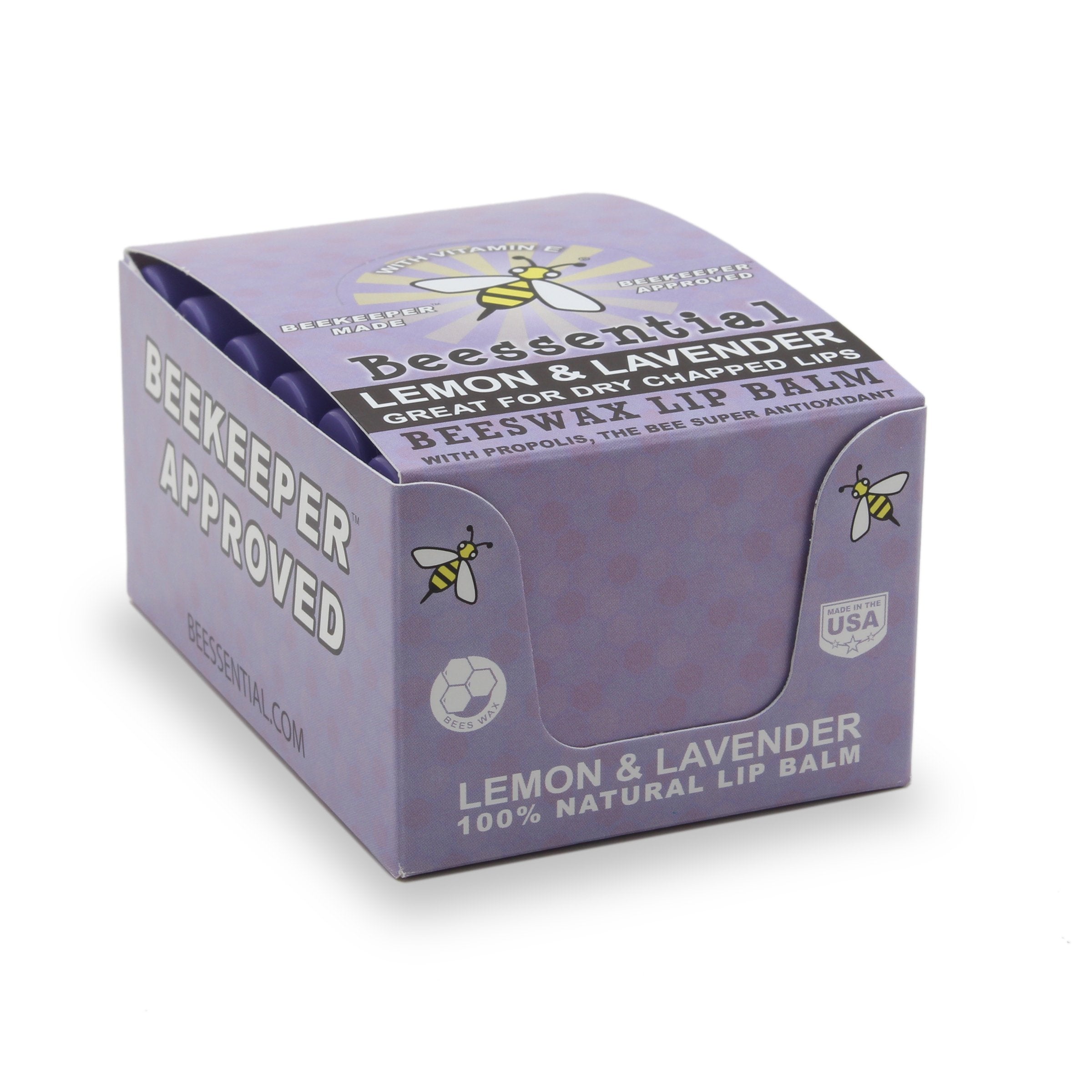 Beessential Lavender Lip Balm – 18 Pack Bulk, USA Made, Paraben Free
