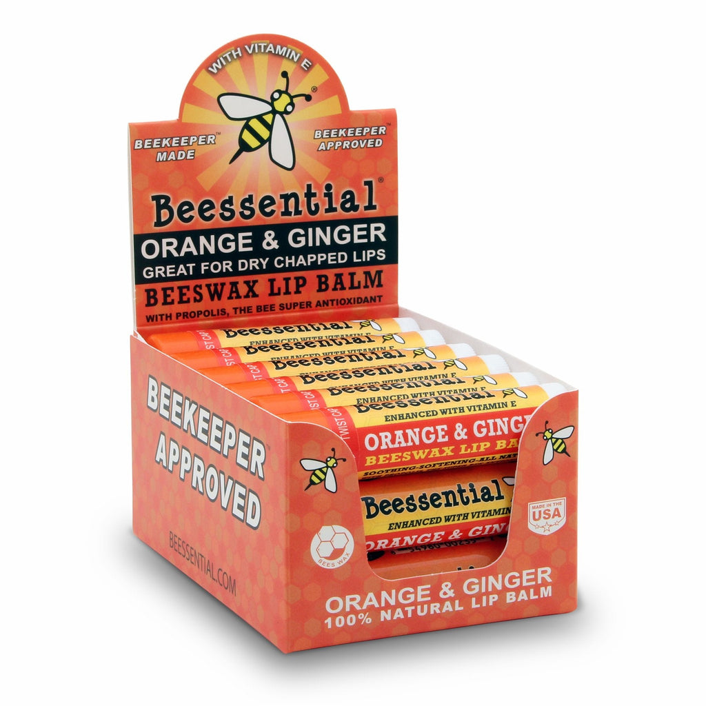 Beessential Natural Bulk Lip Balm Orange Ginger 18-Pack – Cruelty-Free, Made in USA