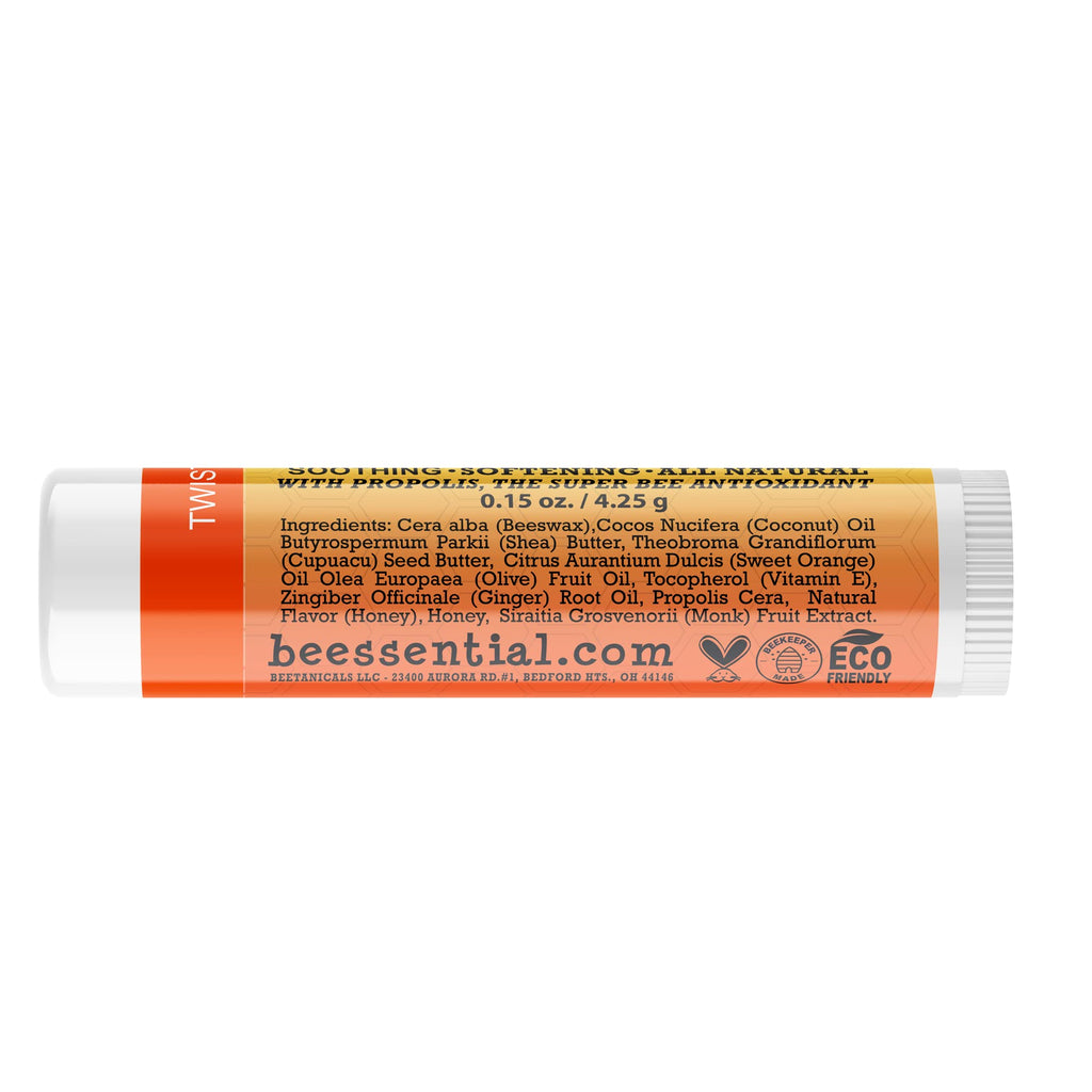 Beessential Natural Bulk Lip Balm Orange Ginger 18-Pack – Cruelty-Free, Made in USA