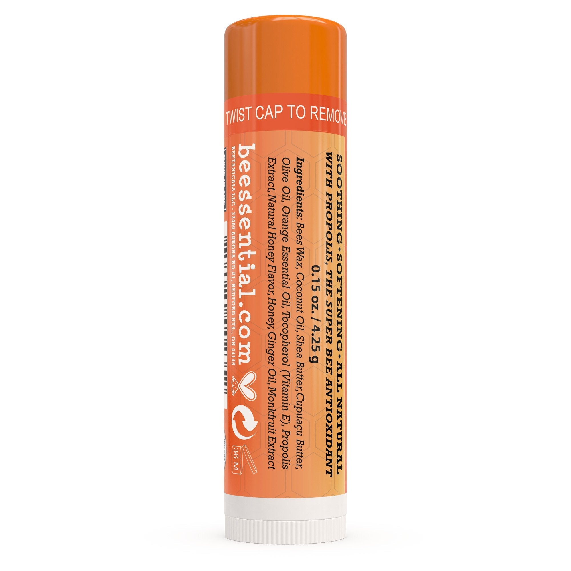 Beessential Natural Bulk Lip Balm Orange Ginger 18-Pack – Cruelty-Free, Made in USA