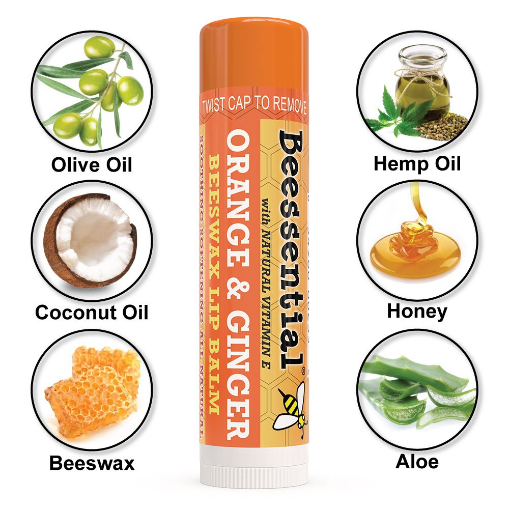 Beessential Natural Bulk Lip Balm Orange Ginger 18-Pack – Cruelty-Free, Made in USA