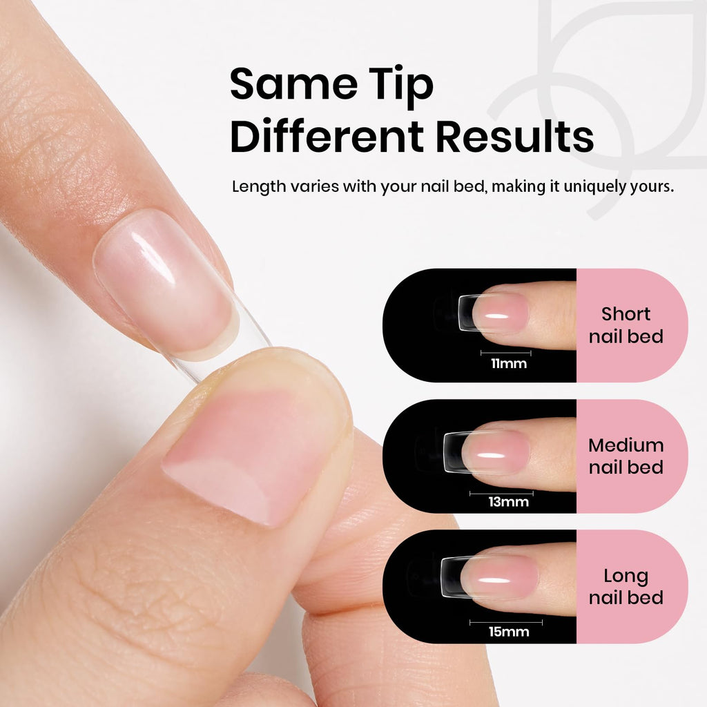 Beetles Gel Nail Kit Short Square — 576Pcs Tips + Mini UV Lamp for DIY Extensions