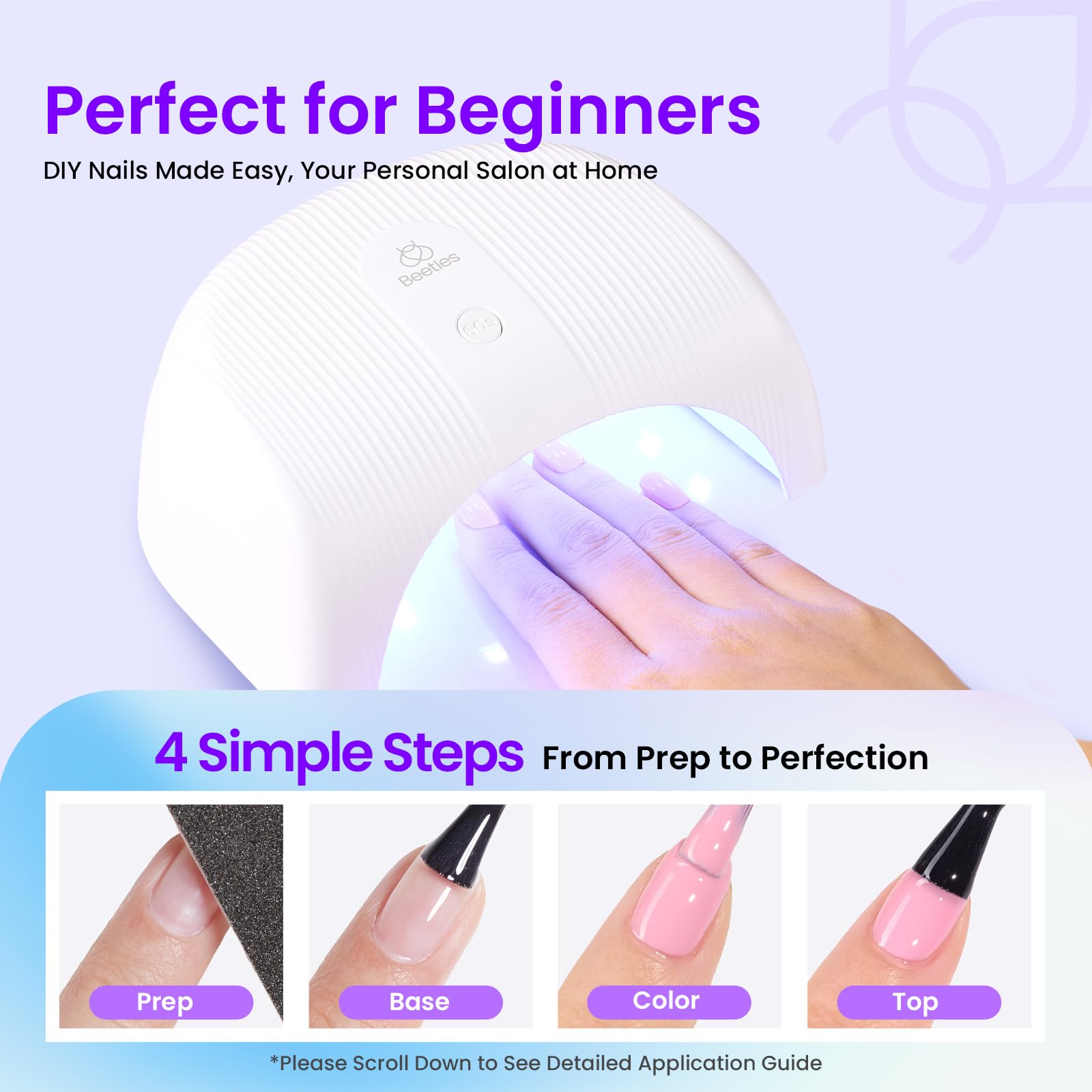 Beetles Gel Nail Polish Kit with UV/LED Lamp — 31-Piece DIY Mani Set (20 Colors + Base & Top Coats)