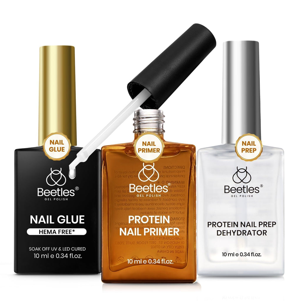 Beetles Gel Nail Prep Kit - 3Pcs Dehydrator & Primer, HEMA-Free & Acid-Free, Long-Lasting Adhesion