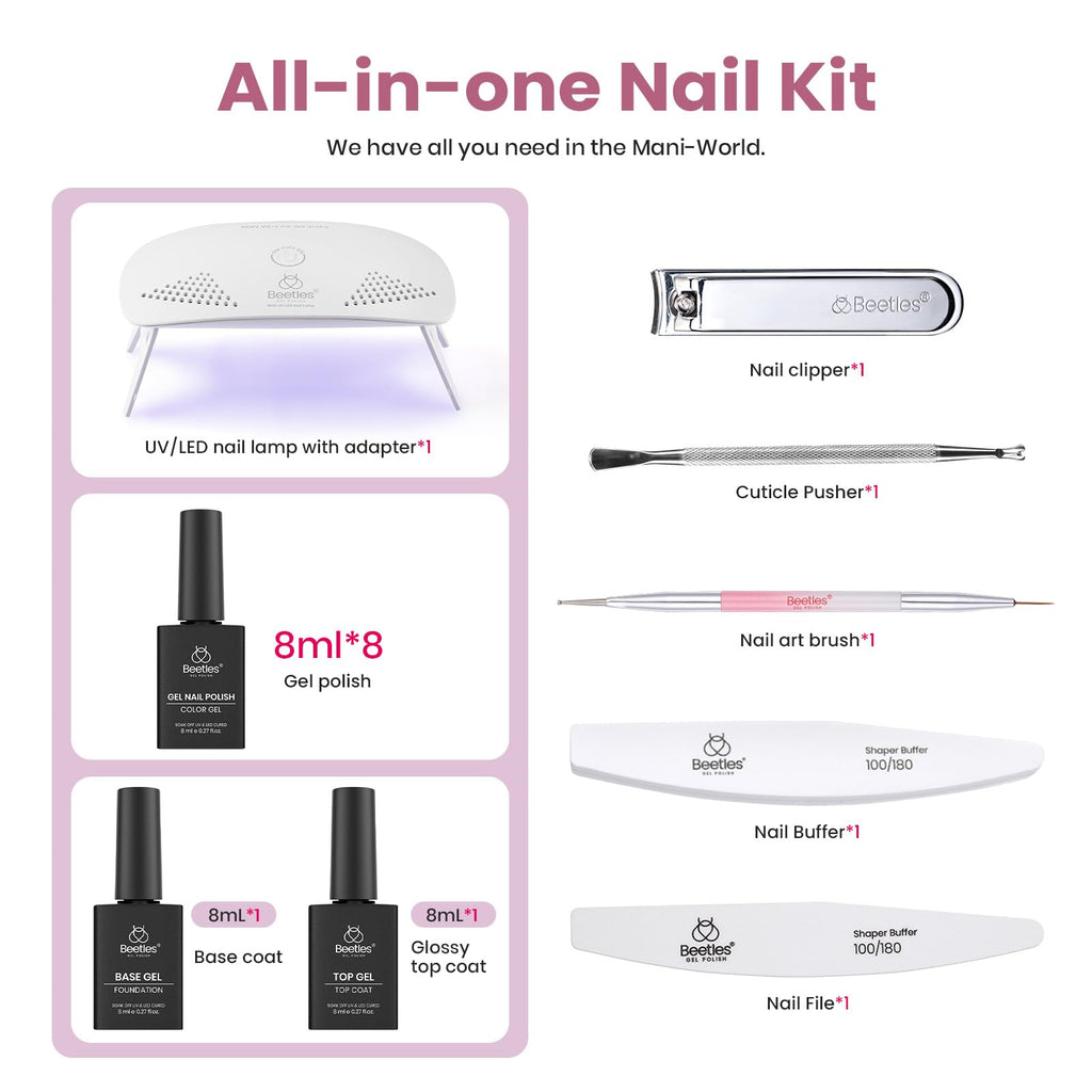 Beetles Gel Nail Polish Kit with UV Light – DIY Home Manicure Starter