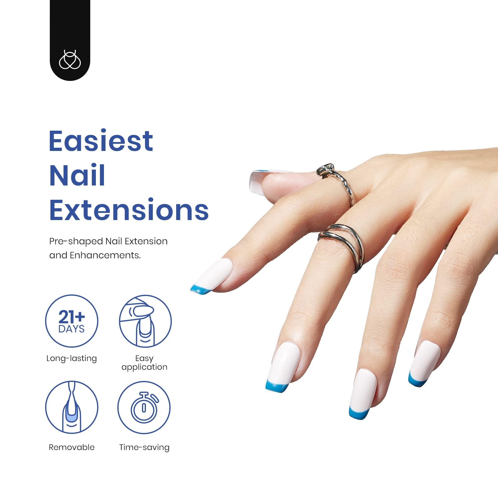 Beetles Gel Nail Kit Easy Extension Set – 240 Soft Short Square Tips, 5-in-1 Glue & LED Lamp