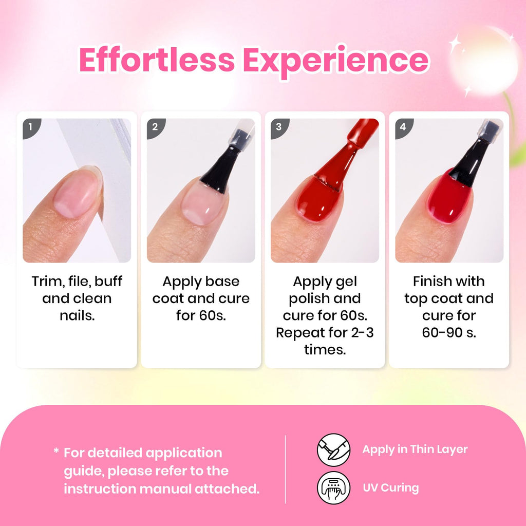 Beetles Spring Gel Nail Polish Set – 36 Jelly Colors with Base & Top Coats | Gift-Ready Kit