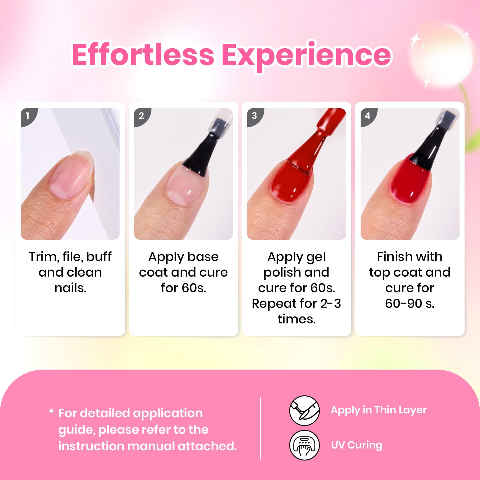 Beetles Spring Gel Nail Polish Set – 36 Jelly Colors with Base & Top Coats | Gift-Ready Kit
