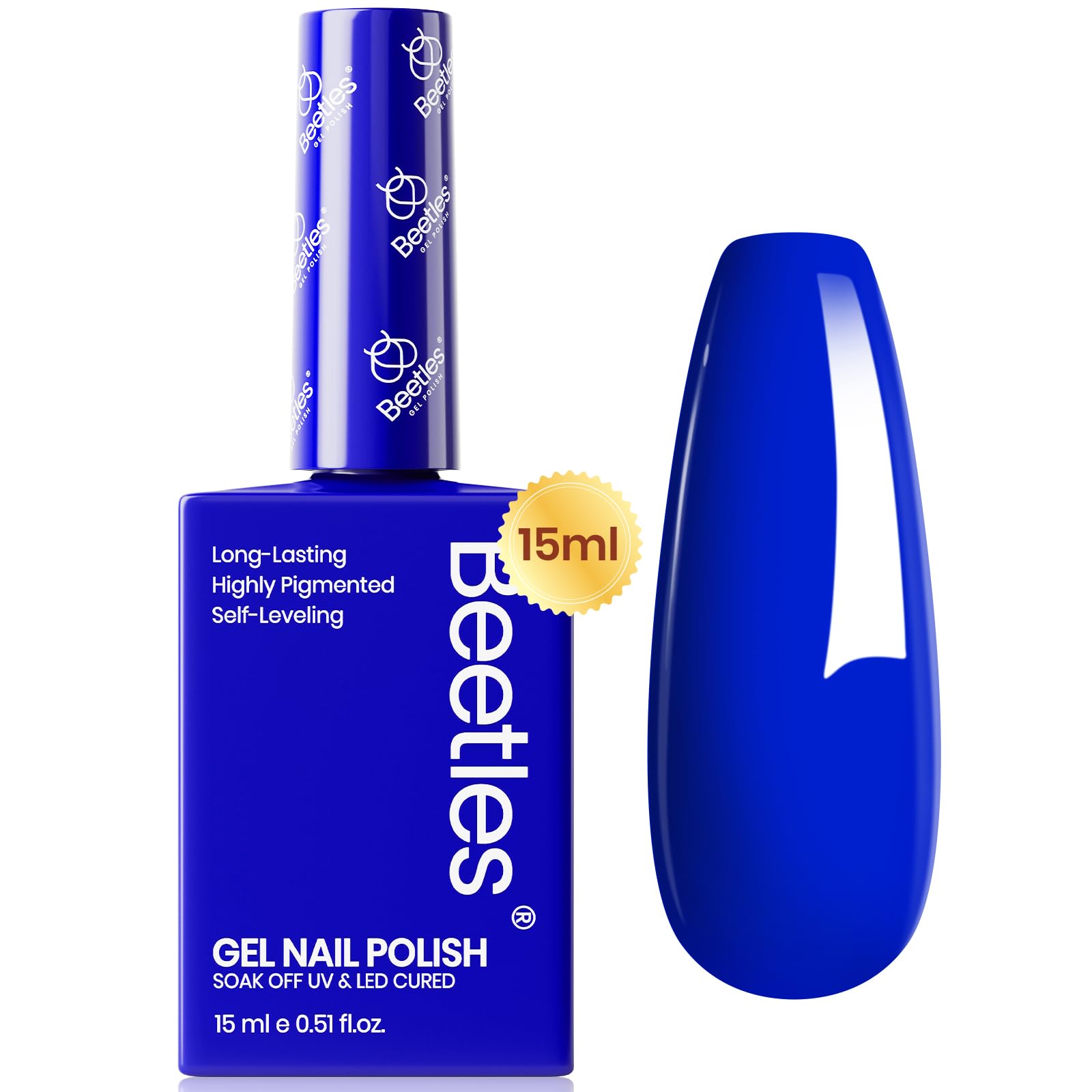 Beetles Blue Gel Nail Polish 15ml – Noble Night (Royal Blue, F182) | Soak-Off UV/LED, Cruelty-Free
