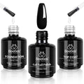 Beetles Gel Polish 3-Piece Set: No-Wipe Top Coat, Base Coat & Audrey Black – 28+ Day Shine