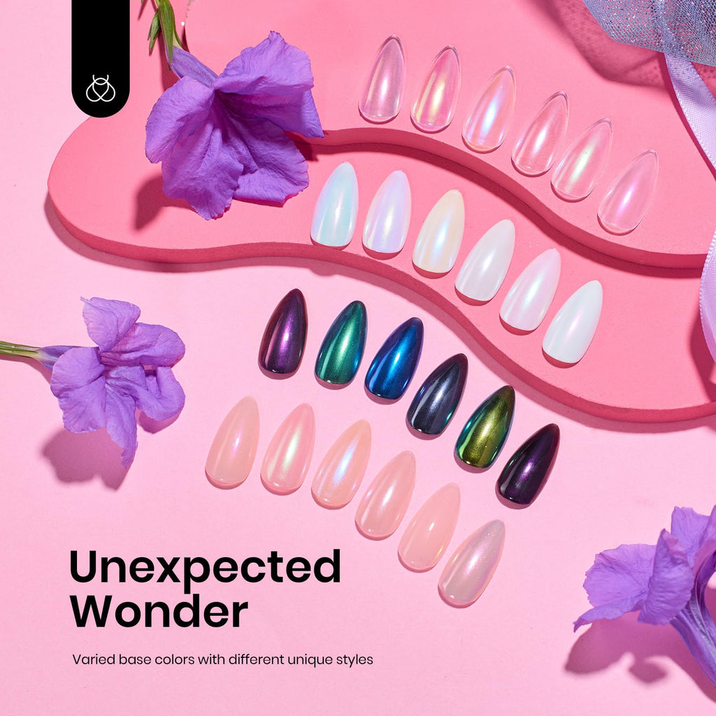 Beetles Chrome Nail Powder Aurora Pearl Kit — 6 Colors + Base & Top Gel