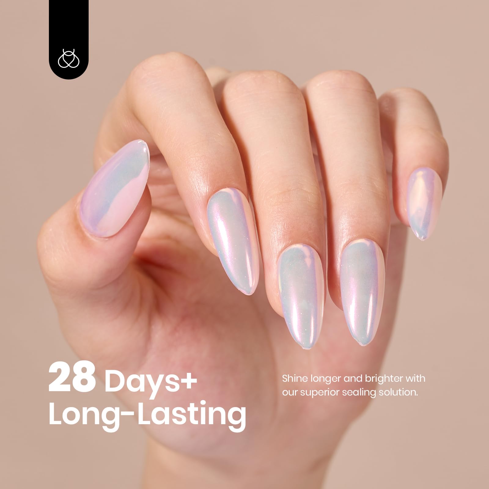 Beetles Chrome Nail Powder Aurora Pearl Kit — 6 Colors + Base & Top Gel