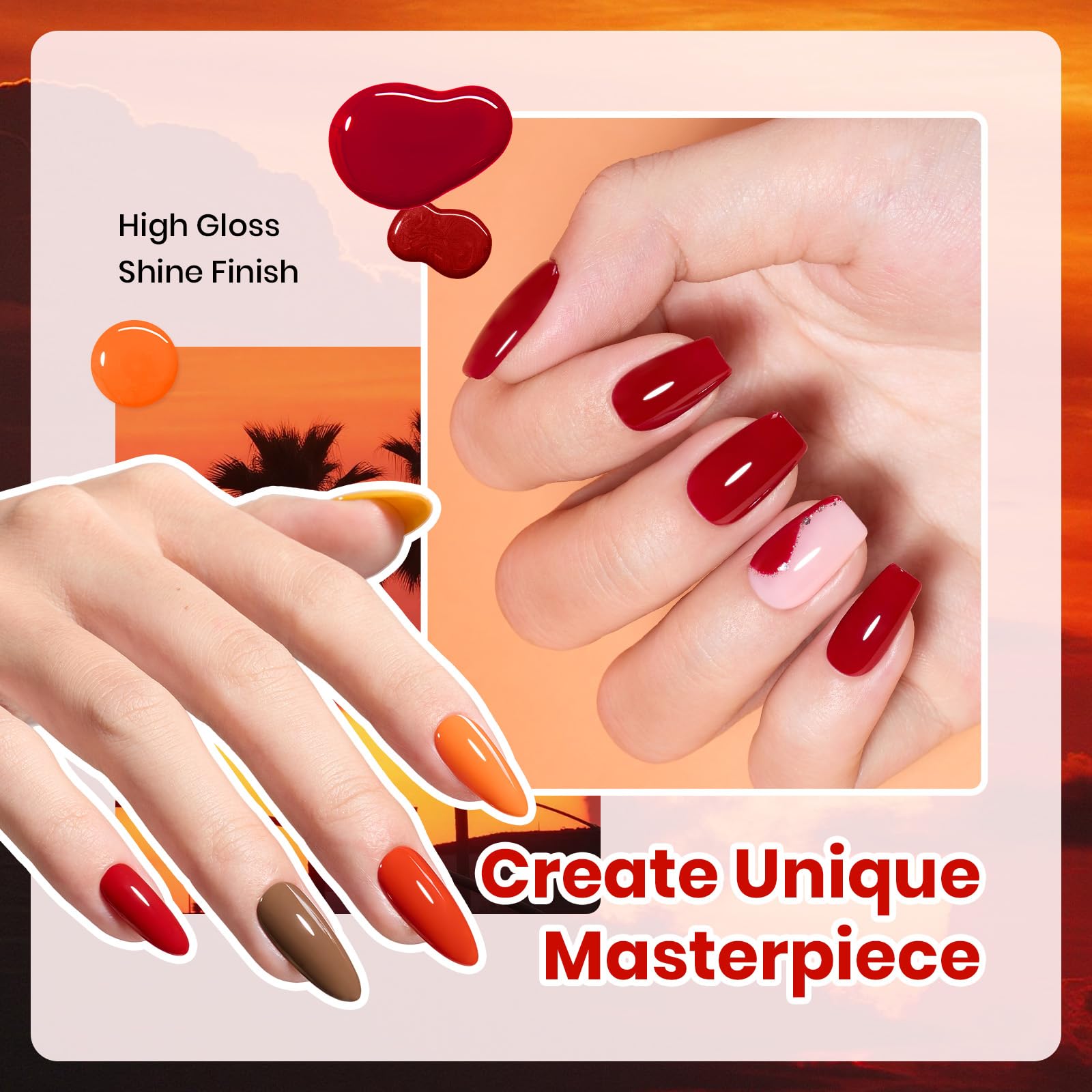 Beetles Hema-Free Gel Nail Polish Set – 6 Autumn Dusk Shades (15ml)
