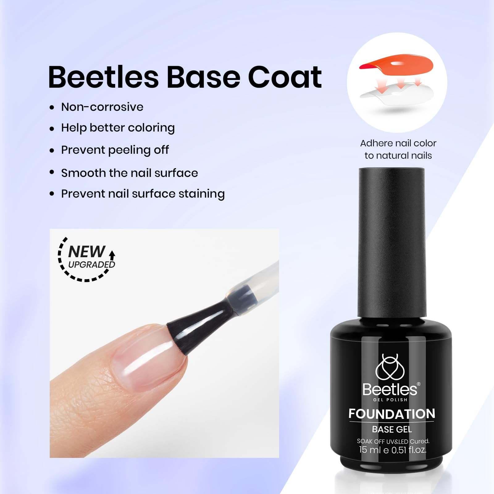 Beetles Builder Gel Kit 15ml 3Pcs with No-Wipe Top Coat & Base Coat for Nail Extensions