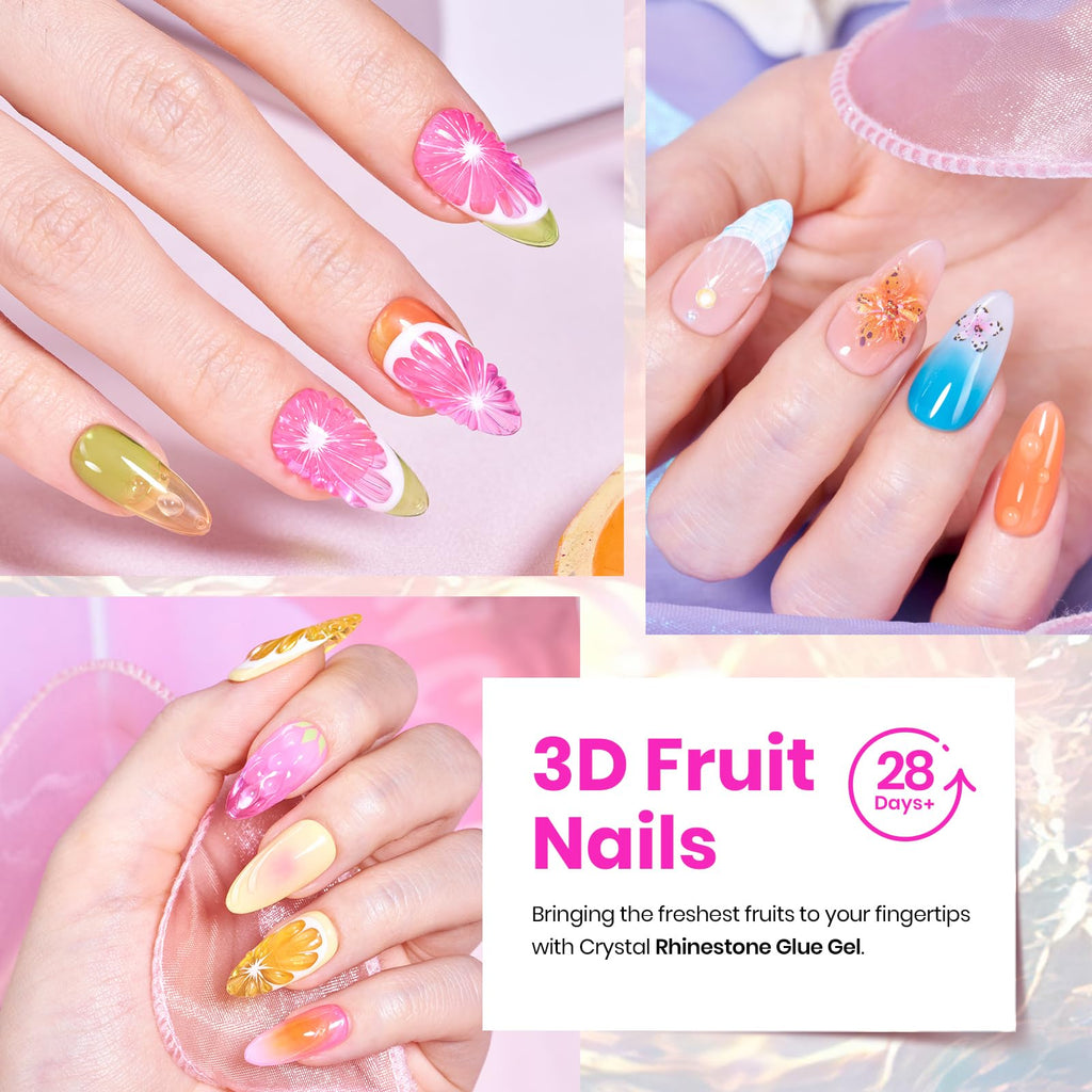 Beetles Jelly Gel Nail Polish Set – 20 Neon Cat Eye Glitter Gels + Builder Gel, Rhinestone Glue & Nail Art Kit