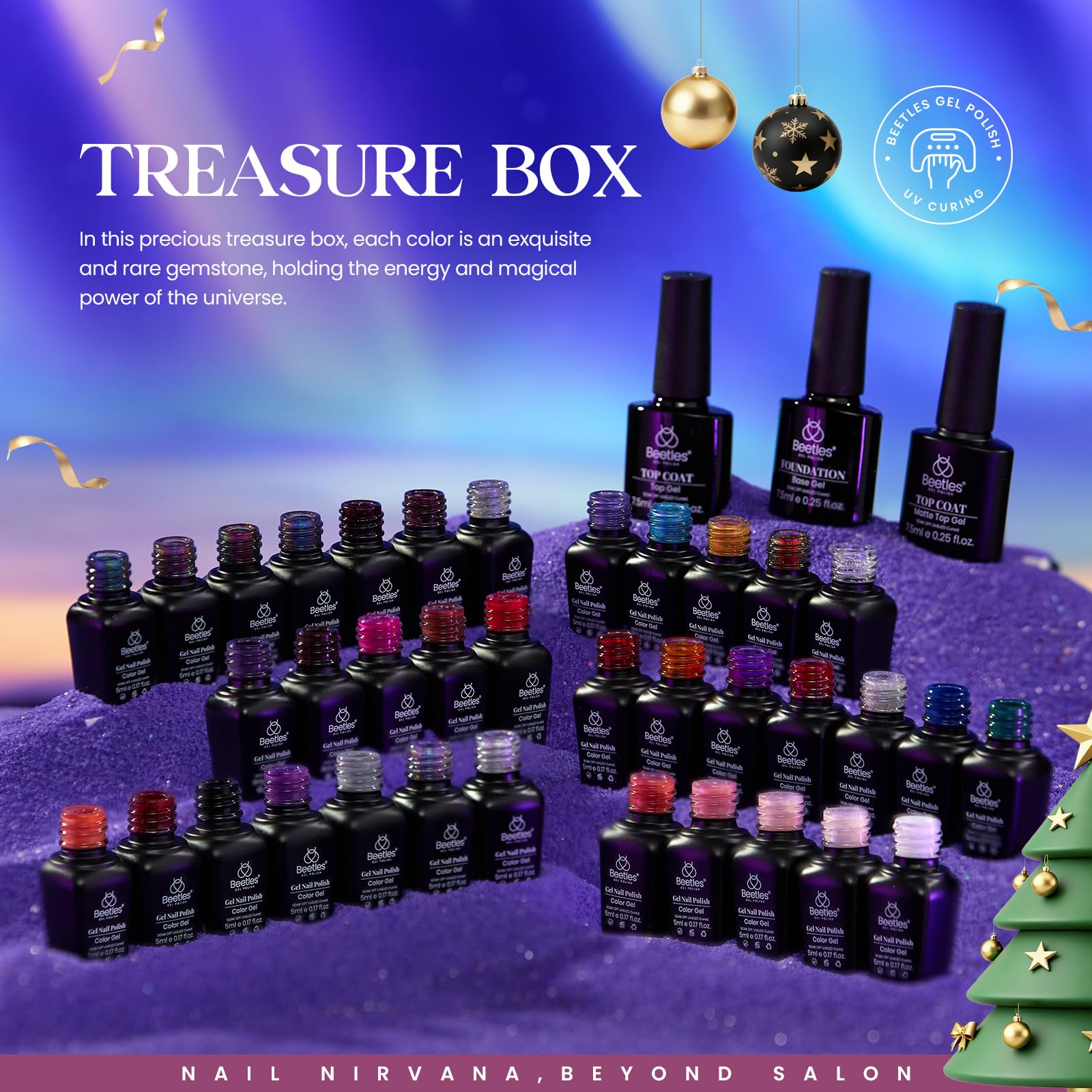 Beetles Gel Nail Polish – 39-Piece Jelly Nail Set with Glitter Colors & 3 Base/Top Coats