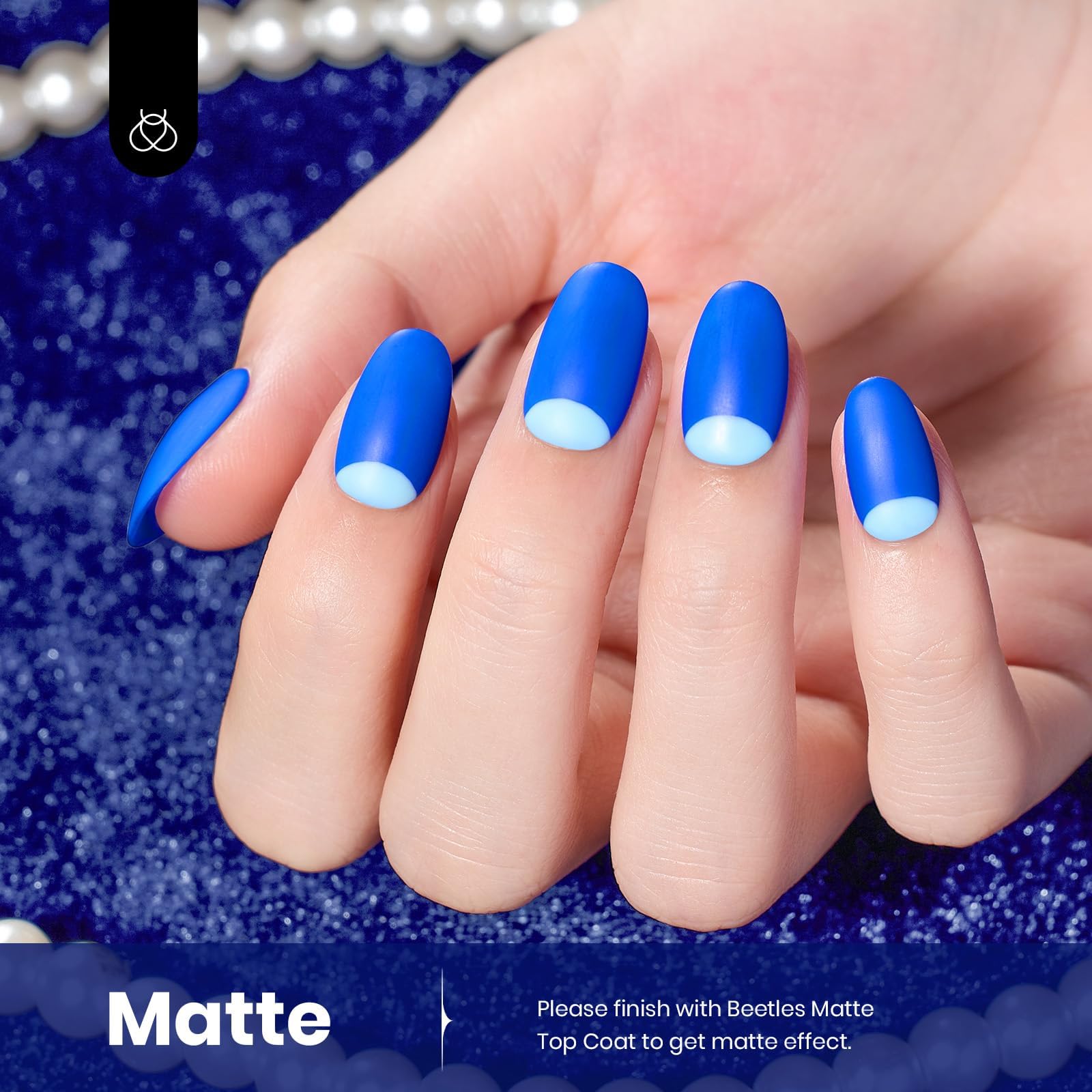 Beetles Blue Gel Nail Polish 15ml – Noble Night (Royal Blue, F182) | Soak-Off UV/LED, Cruelty-Free