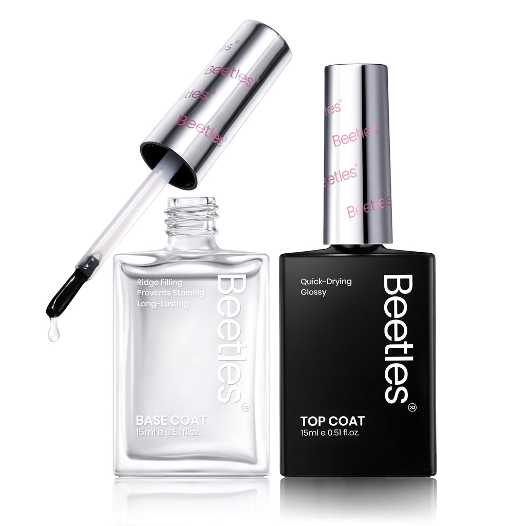 Beetles 2Pcs 15ml Base Coat & Top Coat Set – Fast Drying, Long-Lasting Shine, 3-in-1 Protection
