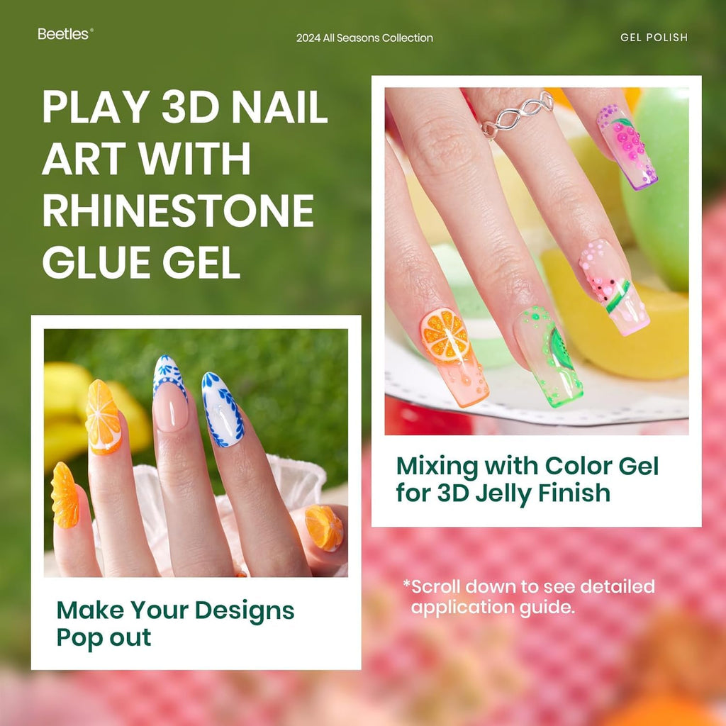 Beetles Gel Nail Polish Set – 36 Colors Rainbow Neon Collection + 46-Piece Kit with Top/Base Coat, Liner Brush, and Rhinestone Gel