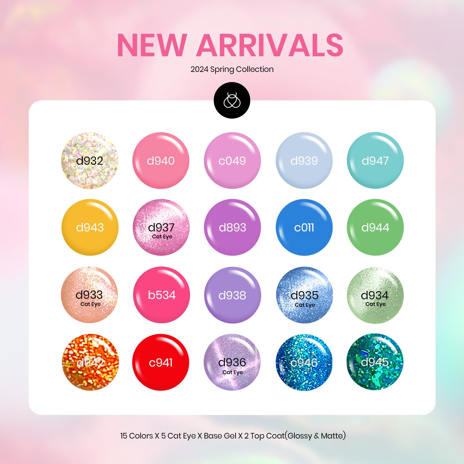 Beetles Gel Nail Polish Set - 24 Pcs, 20 Colors Rainbow Pastel Neon + Base & Top Coat