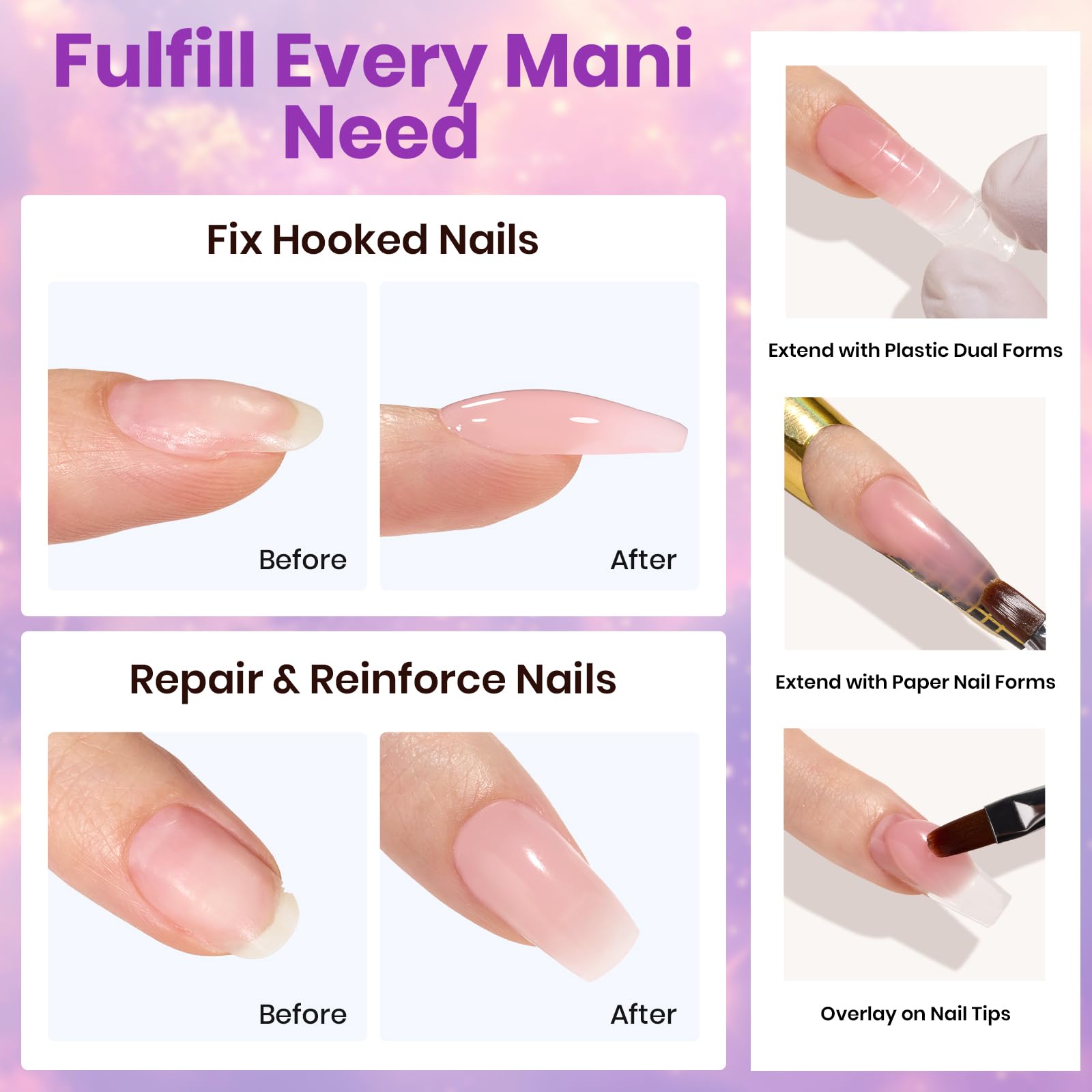 Beetles 30 Colors Poly Extension Gel Nail Kit with UV Lamp – All-in-One Starter Set