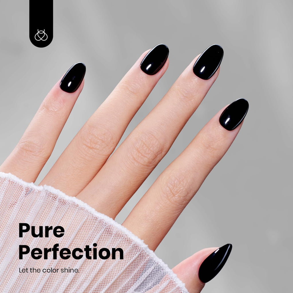 Beetles Black Gel Polish 2-Pack — 15ml Each | Pure Black Soak-Off UV Nail Polish, Long Nights Collection