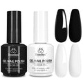 Beetles Black White Gel Polish Set - 2 x 15ml for DIY French Nails, Soak-Off, LED Curing
