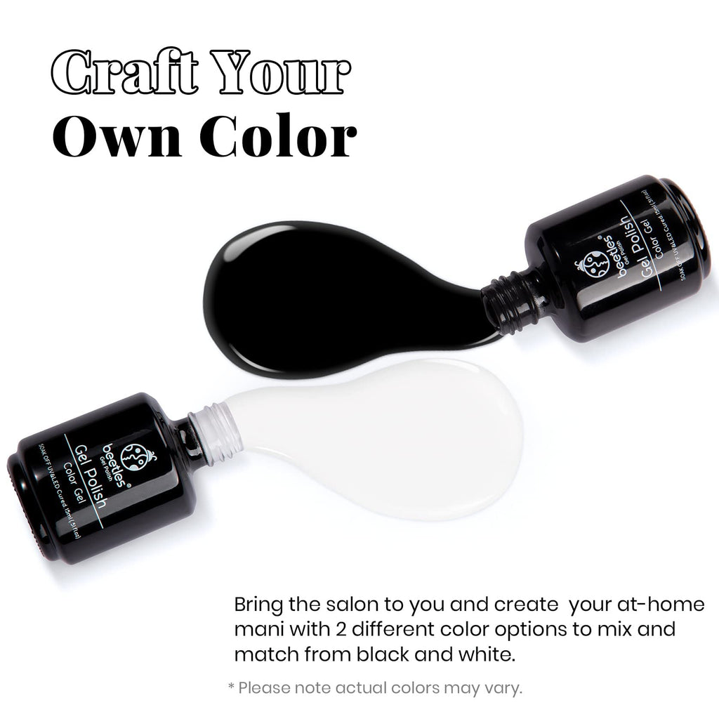 Beetles Black White Gel Polish Set - 2 x 15ml for DIY French Nails, Soak-Off, LED Curing
