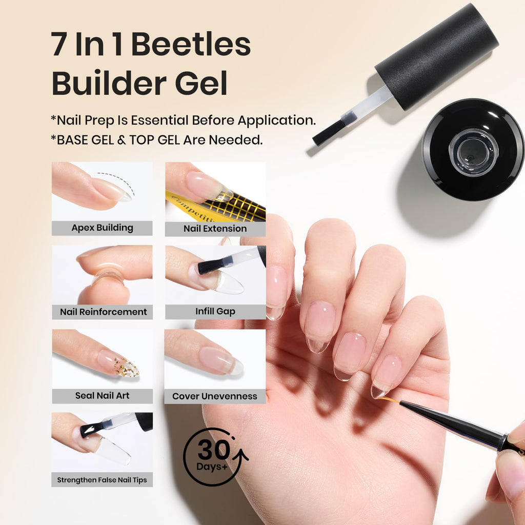 Beetles Builder Gel & Blooming Gel Set — 15ml Each for Marble Nail Art & Builder Extensions