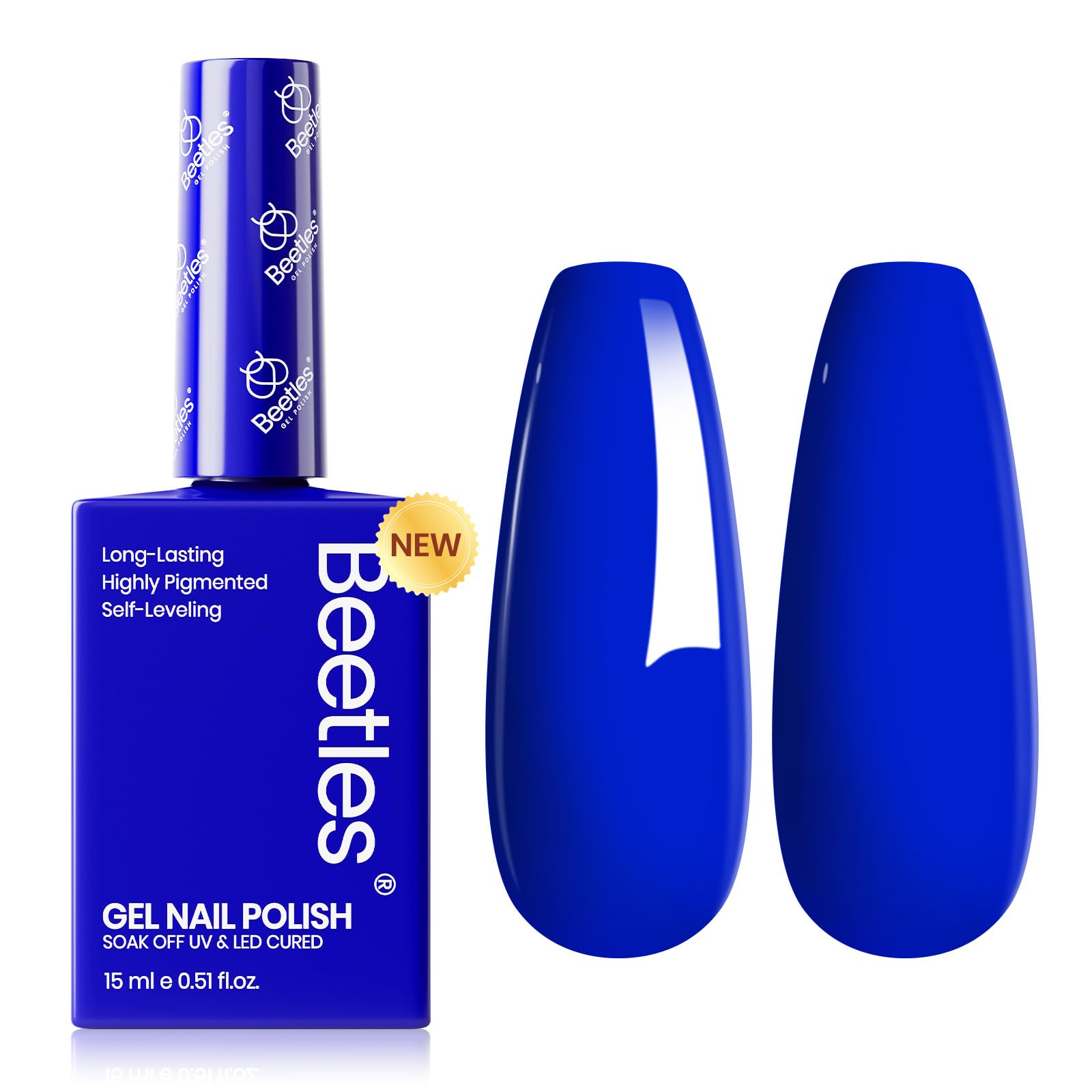 Beetles Blue Gel Nail Polish 15ml – Noble Night (Royal Blue, F182) | Soak-Off UV/LED, Cruelty-Free