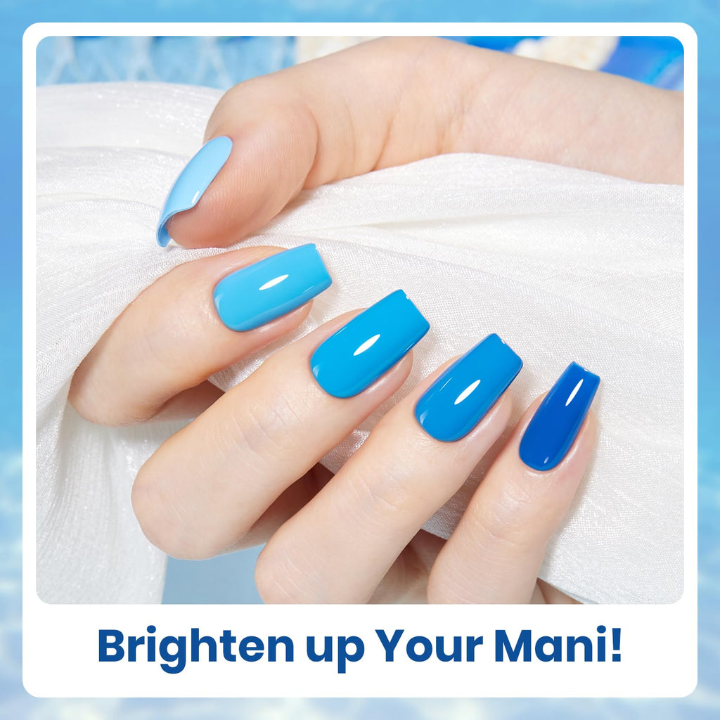 Beetles Blue Gel Polish Set – 6 Ocean-Blue Colors (7.5ml each) | UV/LED, Soak Off