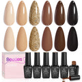 Beetles Brown Gel Polish – 6 Warm Browns & Gold Glitter (Roasted Chestnuts Collection)