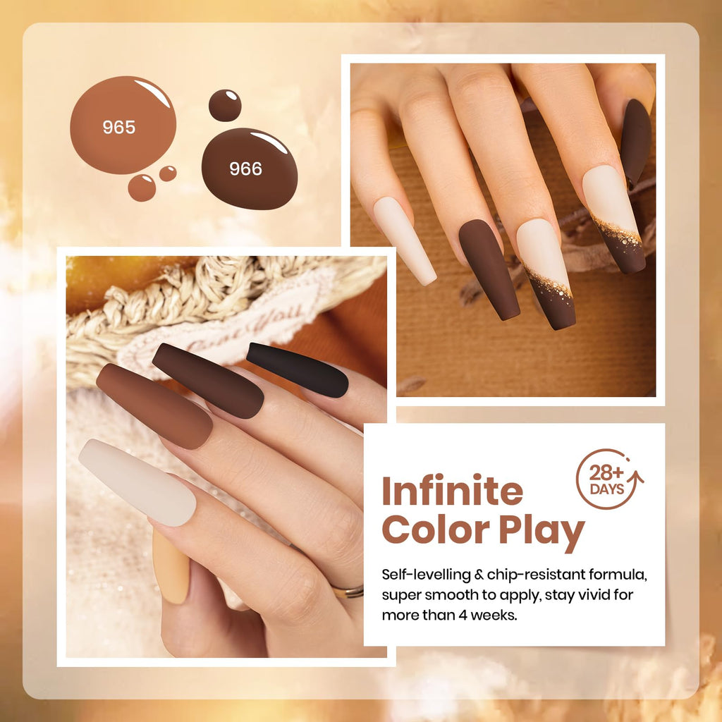 Beetles Brown Gel Polish – 6 Warm Browns & Gold Glitter (Roasted Chestnuts Collection)