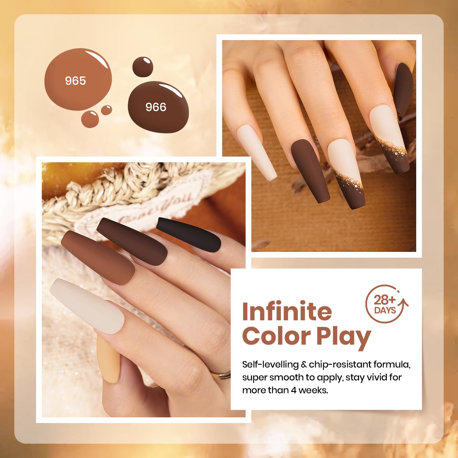 Beetles Brown Gel Polish – 6 Warm Browns & Gold Glitter (Roasted Chestnuts Collection)
