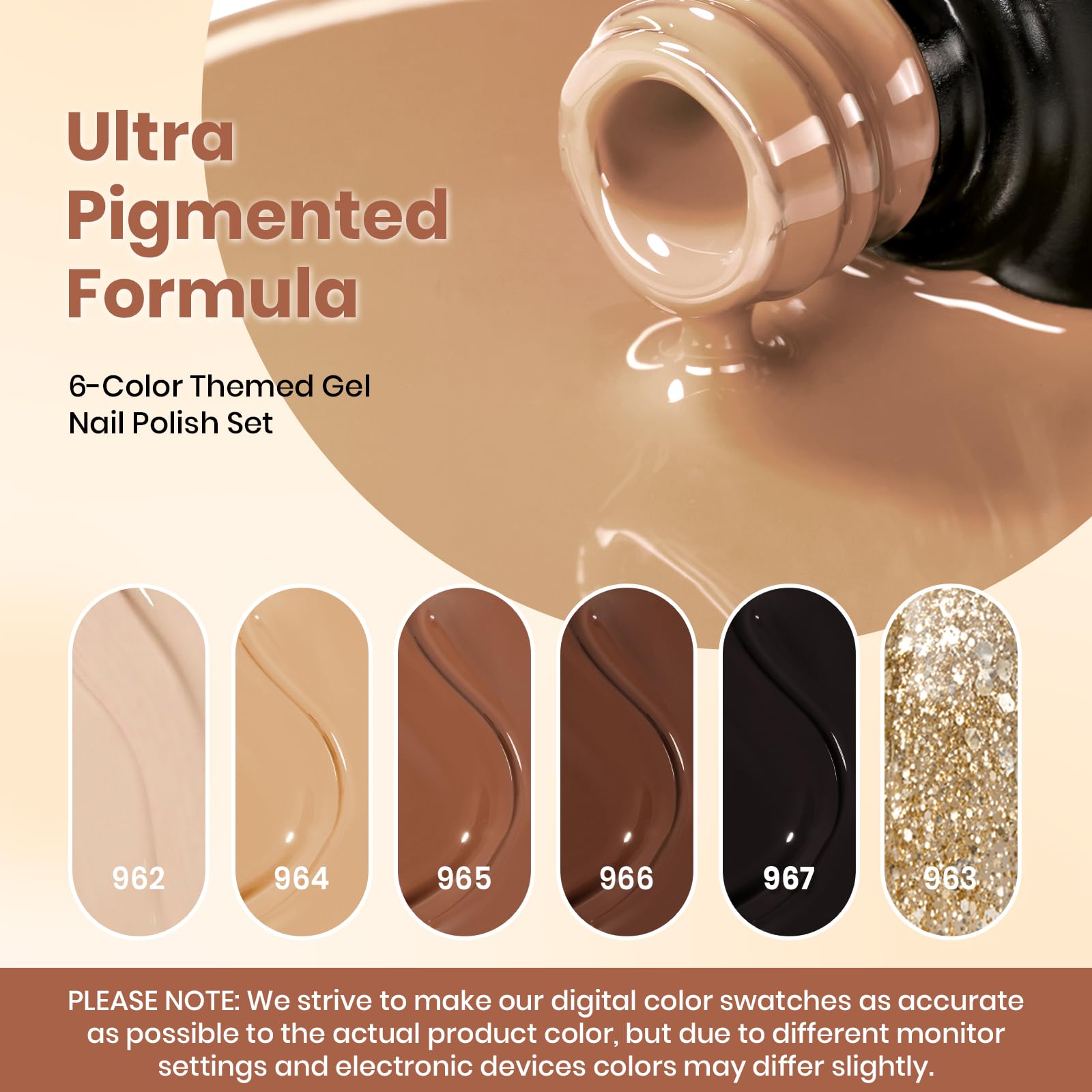 Beetles Brown Gel Polish – 6 Warm Browns & Gold Glitter (Roasted Chestnuts Collection)
