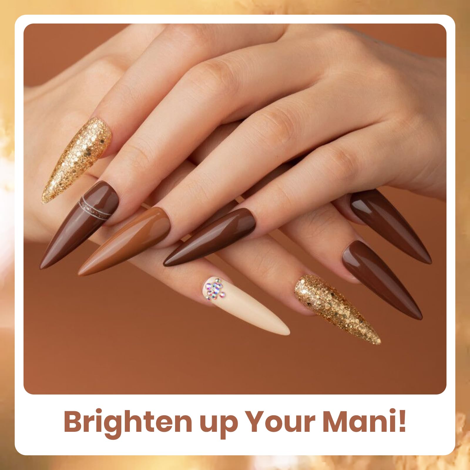 Beetles Brown Gel Polish – 6 Warm Browns & Gold Glitter (Roasted Chestnuts Collection)