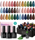 Beetles Brown Gel Polish Set – 20 Shades Nude & Glitter with Base & Top Coats