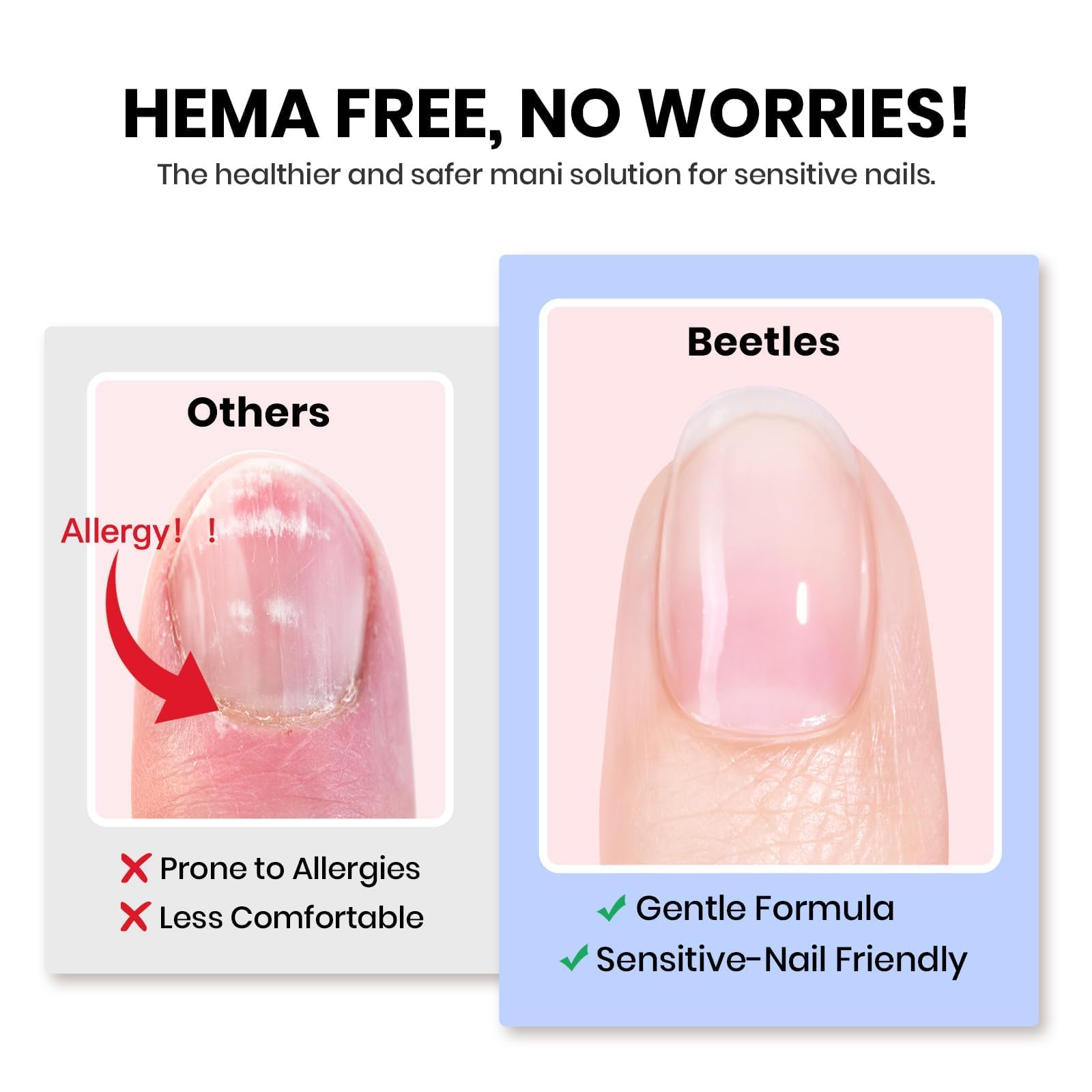 Beetles Gel Polish 4Pcs 15ml HEMA-Free Nail Tips Glue Kit with Builder Gel, No Wipe Top Coat & Portable Nail Lamp