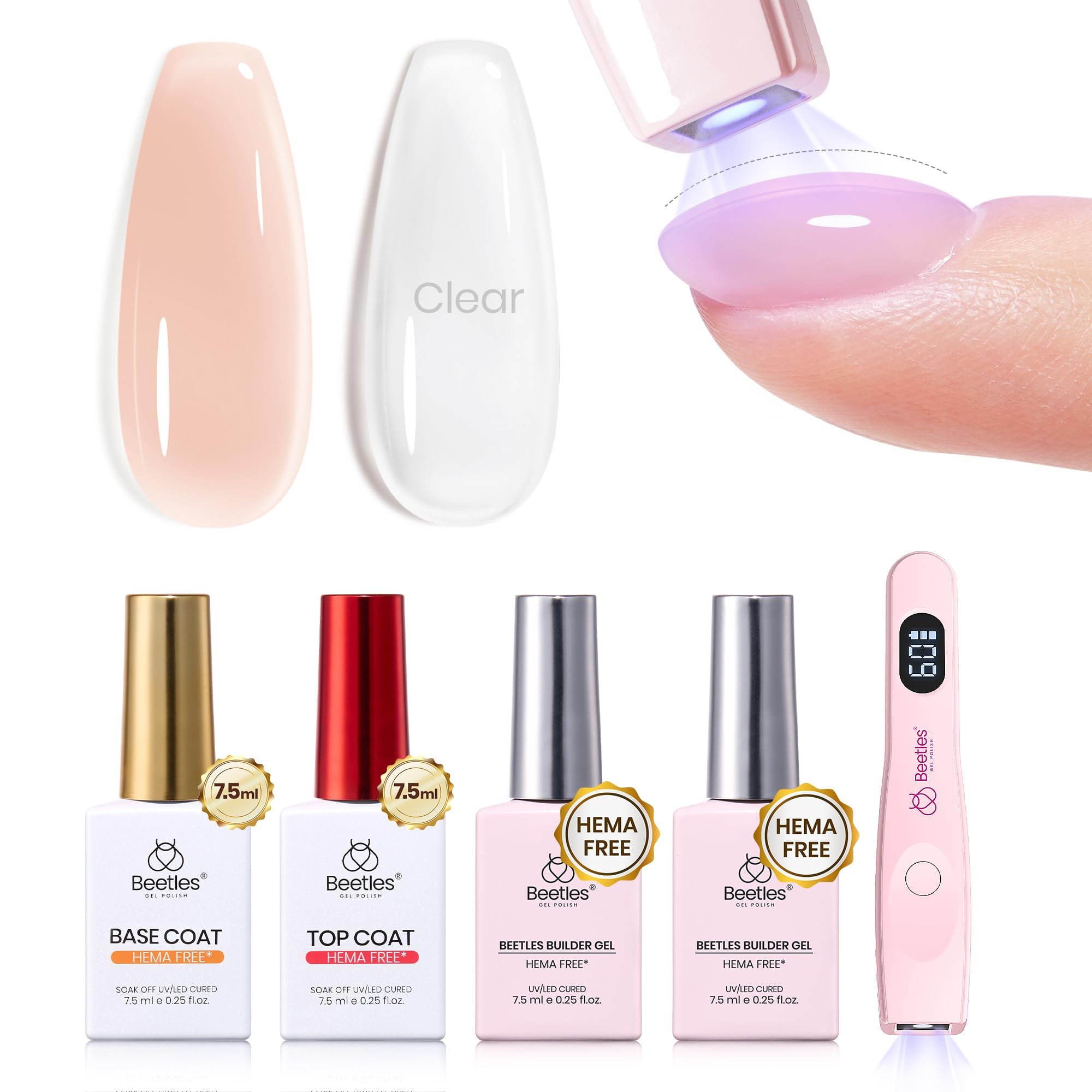 Beetles Builder Gel Kit – HEMA-Free 8-in-1 Nail System + Mini Lamp