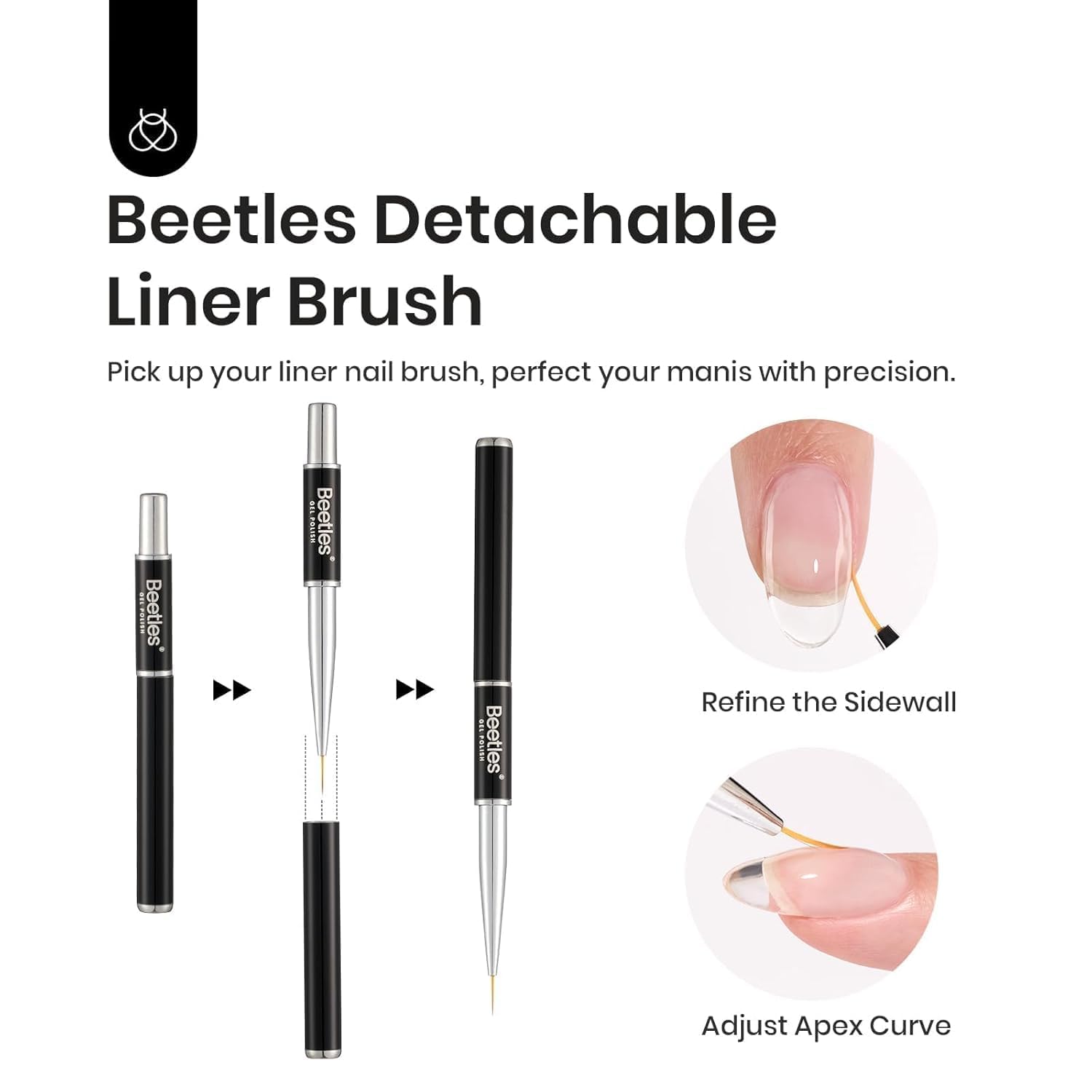 Beetles Builder Gel Kit Dew Glow – 2 x 0.51oz Clear Builder Gels + Liner Brush, 8-in-1 Nail Extension for DIY at Home