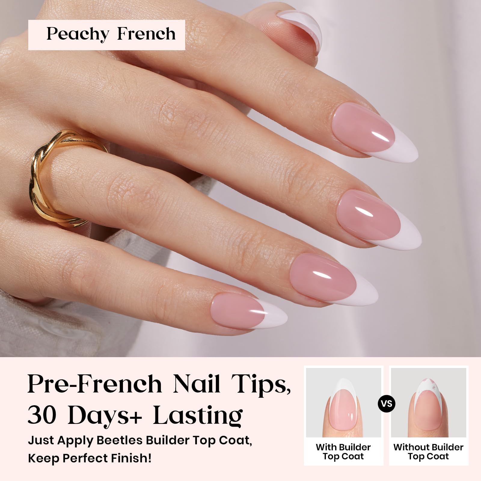 Beetles X Press Plus Gel Nails Kit – Peachy French | All-In-One Press-On Nails