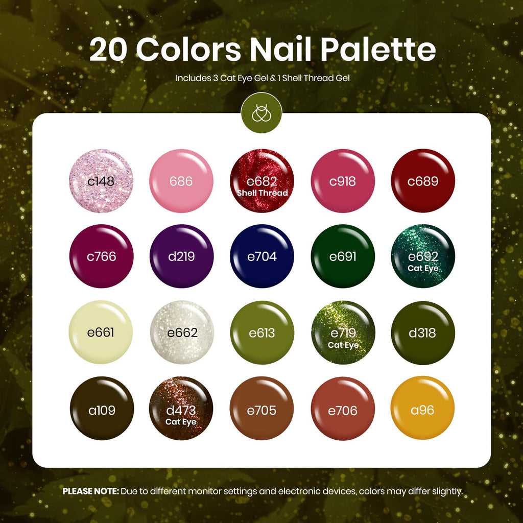 Beetles Cat Eye Gel Nail Polish Set – 20 Colors with Base & Top Coats
