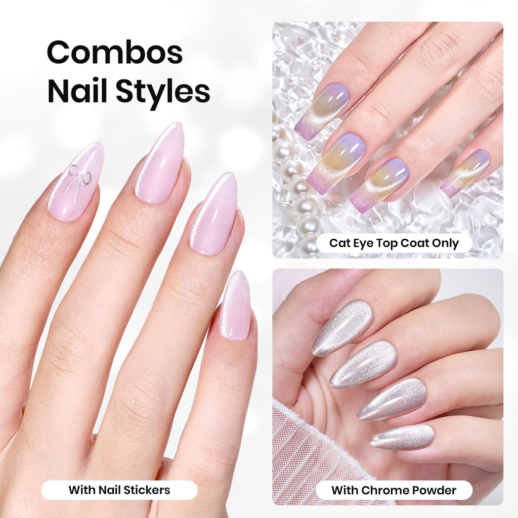 Beetles Cat Eye Gel Top Coat – 2-in-1 Magnetic Top Coat for Cat Eye Nail Art