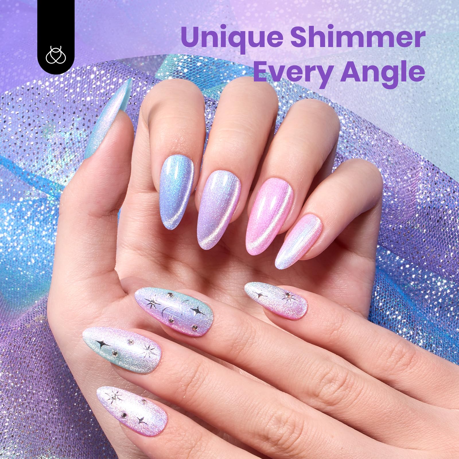 Beetles Cat Eye Gel Nail Polish Set - 6 Colors Summer Chameleon Collection | Magnetic Soak-Off UV Gel
