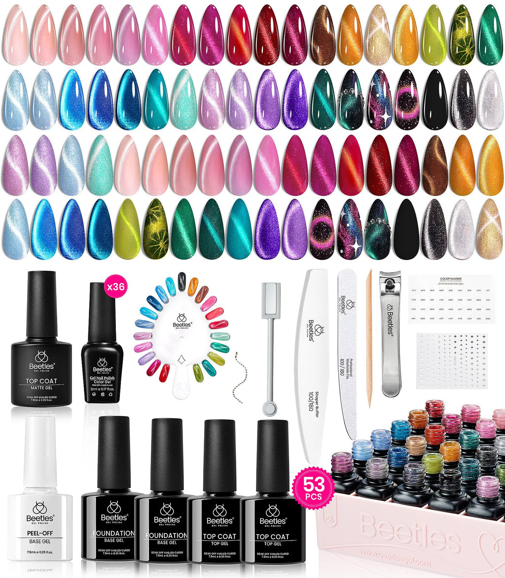 Beetles Cat Eye Gel Nail Polish Set — 36 Colors + Magnet Kit