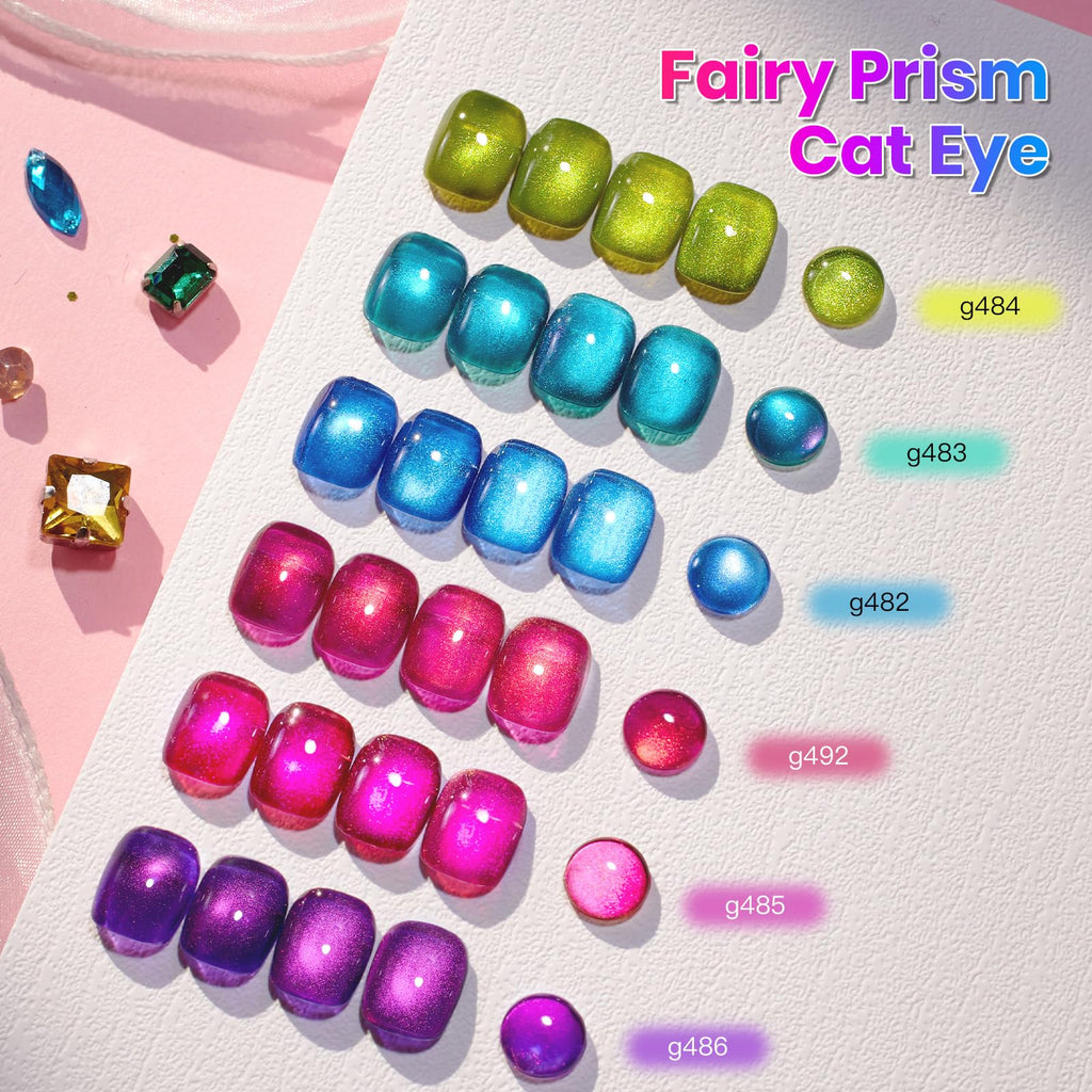 Beetles Fairy Prism Cat Eye Gel Nail Polish Set – 6 Magnetic Colors Kit