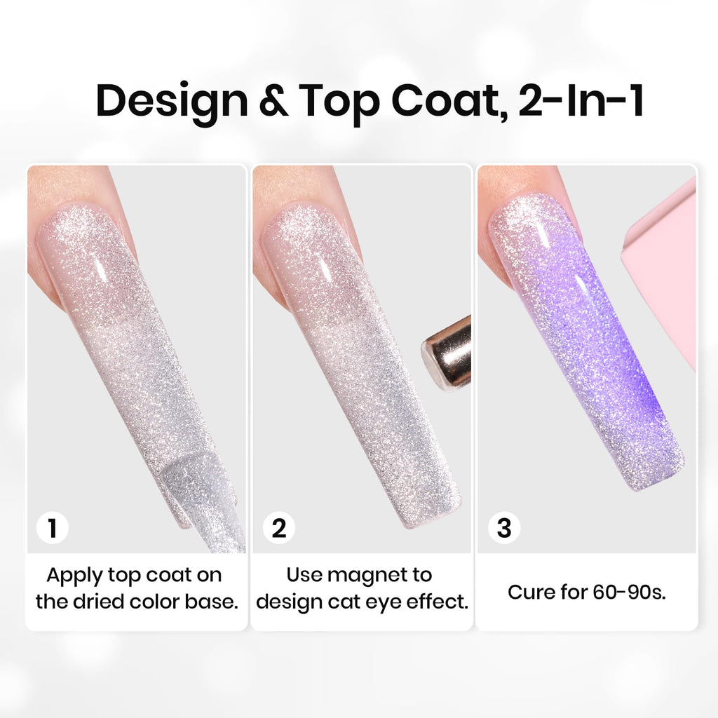 Beetles Cat Eye Gel Top Coat – 2-in-1 Magnetic Top Coat for Cat Eye Nail Art
