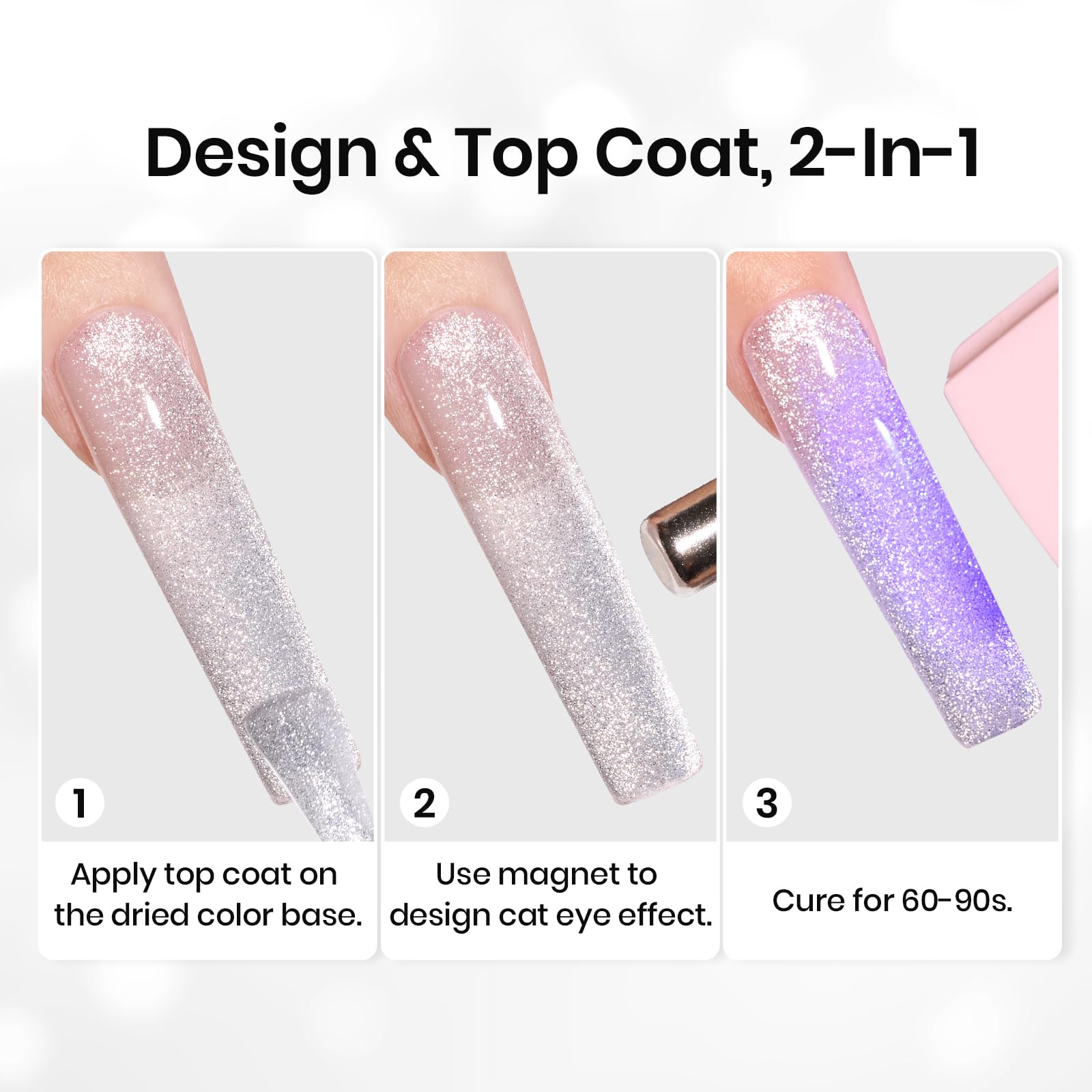 Beetles Cat Eye Gel Top Coat – 2-in-1 Magnetic Top Coat for Cat Eye Nail Art