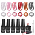 Beetles Cat Eye Gel Nail Polish Set – Porcelain Glow, 6 Colors + Magnetic Effect